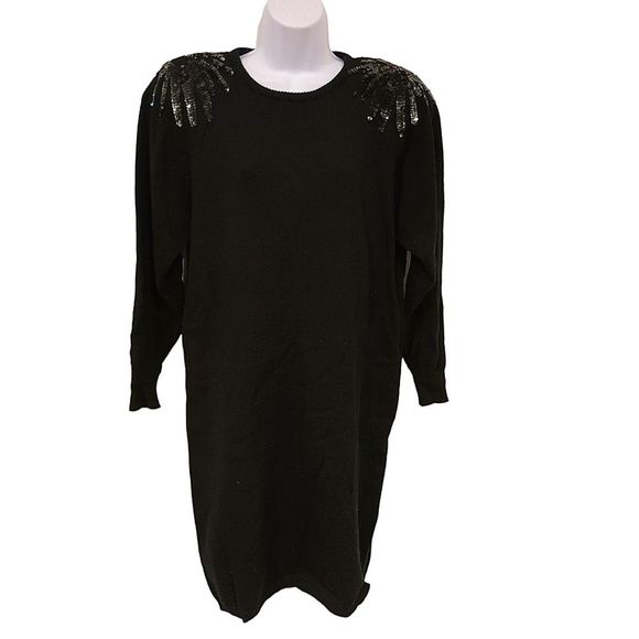 plain jane Dresses & Skirts - Plain Jane Vintage Sweater Dress with Padded Shoulders